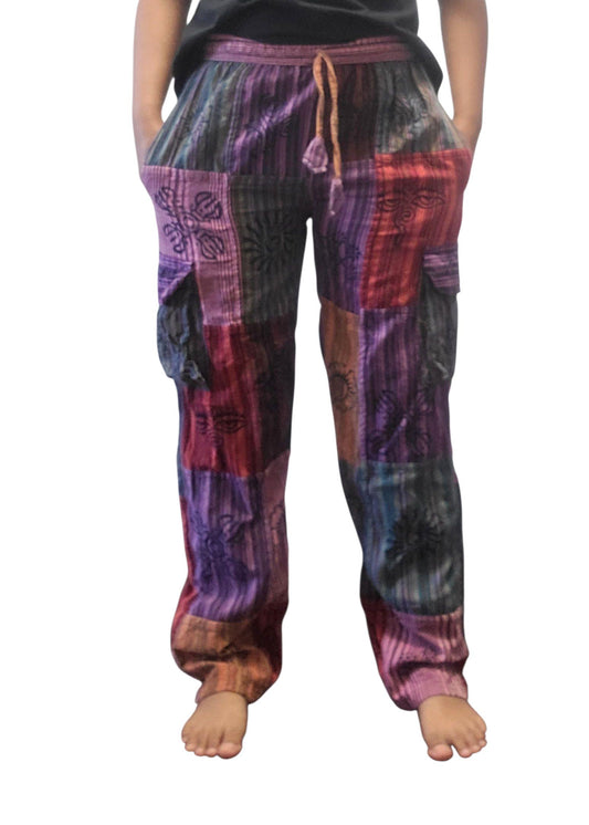 Handcrafted Cotton Patchwork Pants: Unisex Boho Hippie Trousers