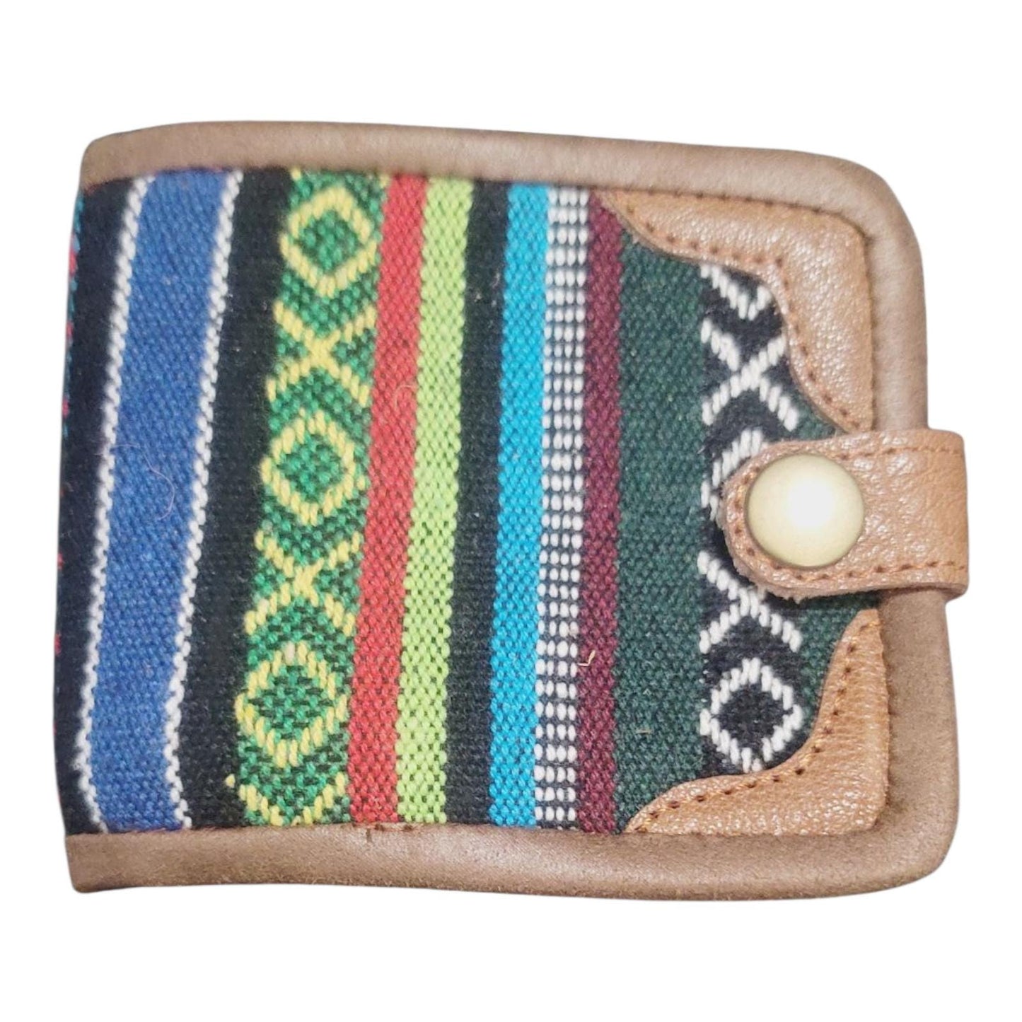 Handcraft Boho Gheri Cotton and Leather Wallets, Bohemian Style, Handmade In Nepal, Purse