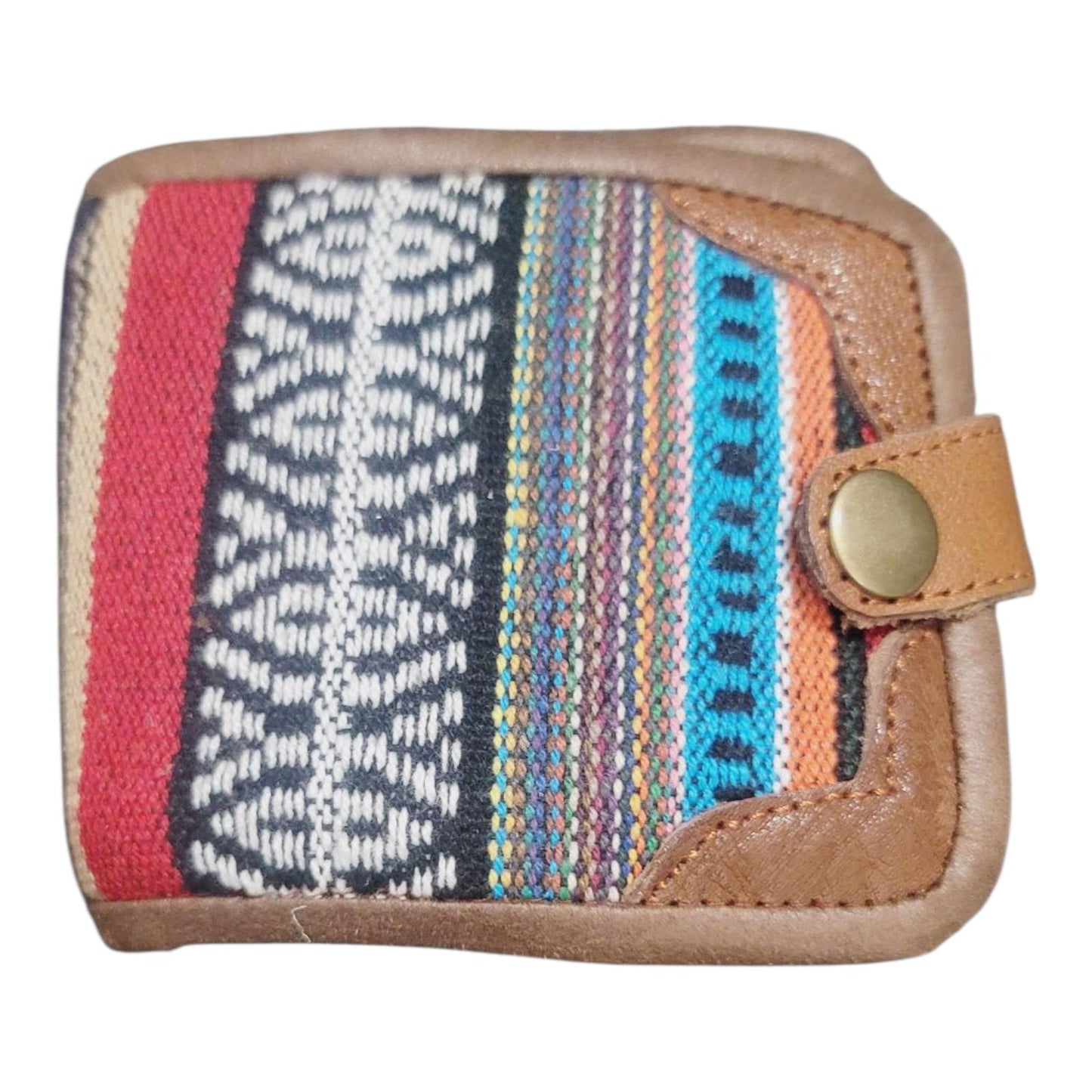 Handcraft Boho Gheri Cotton and Leather Wallets, Bohemian Style, Handmade In Nepal, Purse