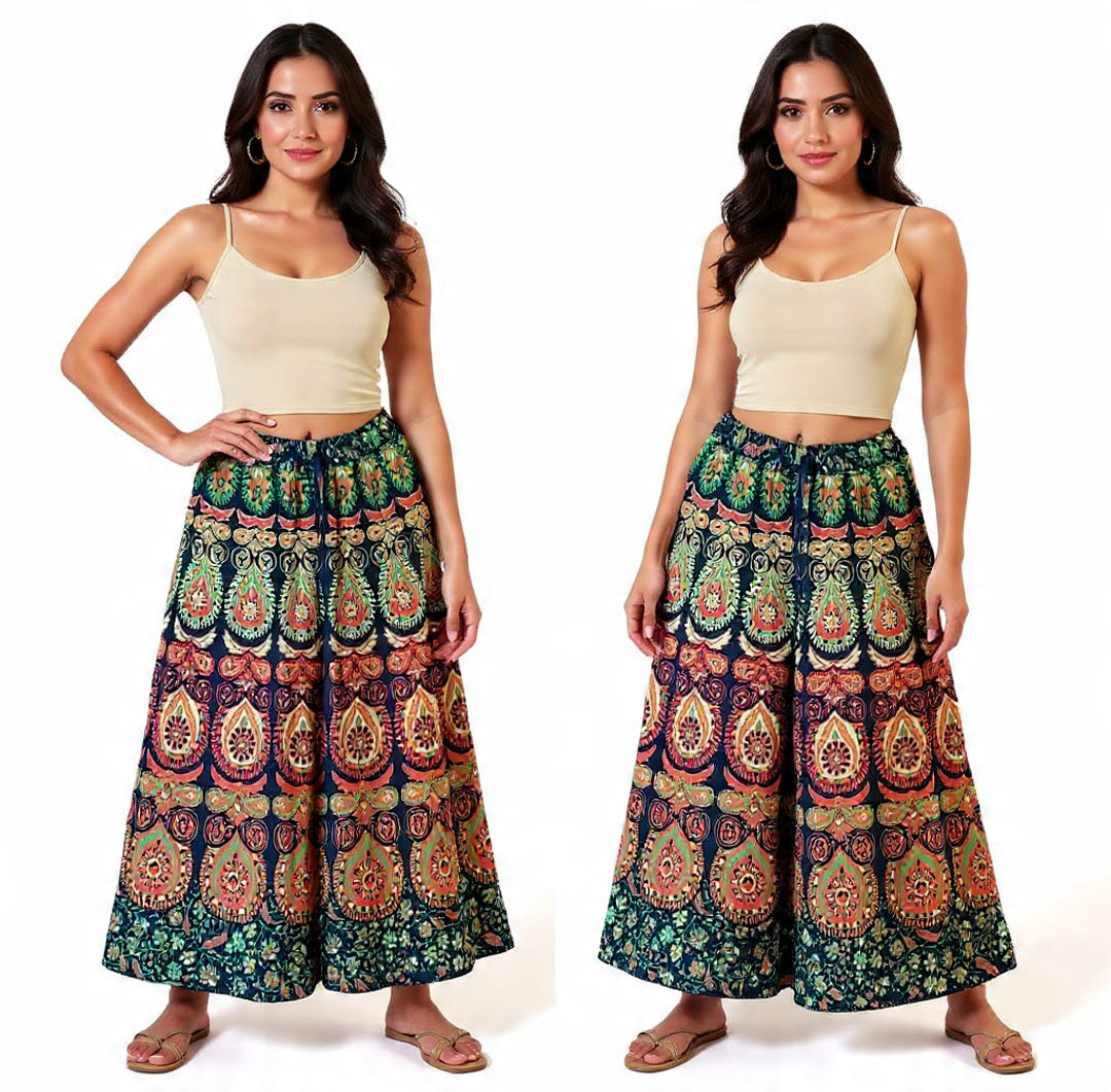 Boho/Hippie Handmade Cotton Palazzo, Wide Leg Free Size
