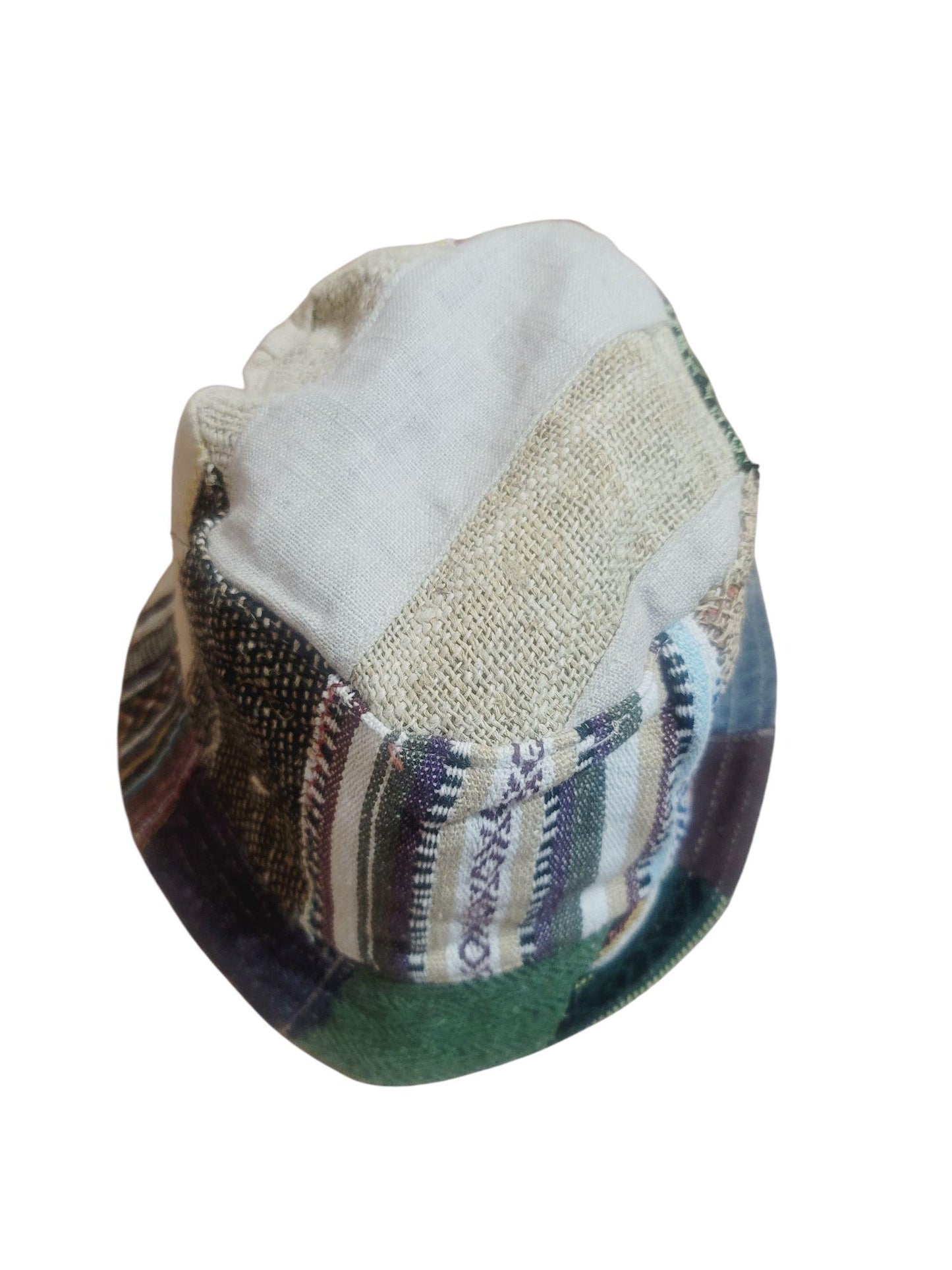 Handmade Hemp Patchwork Bucket Hat: Eco-Friendly Hippie Style