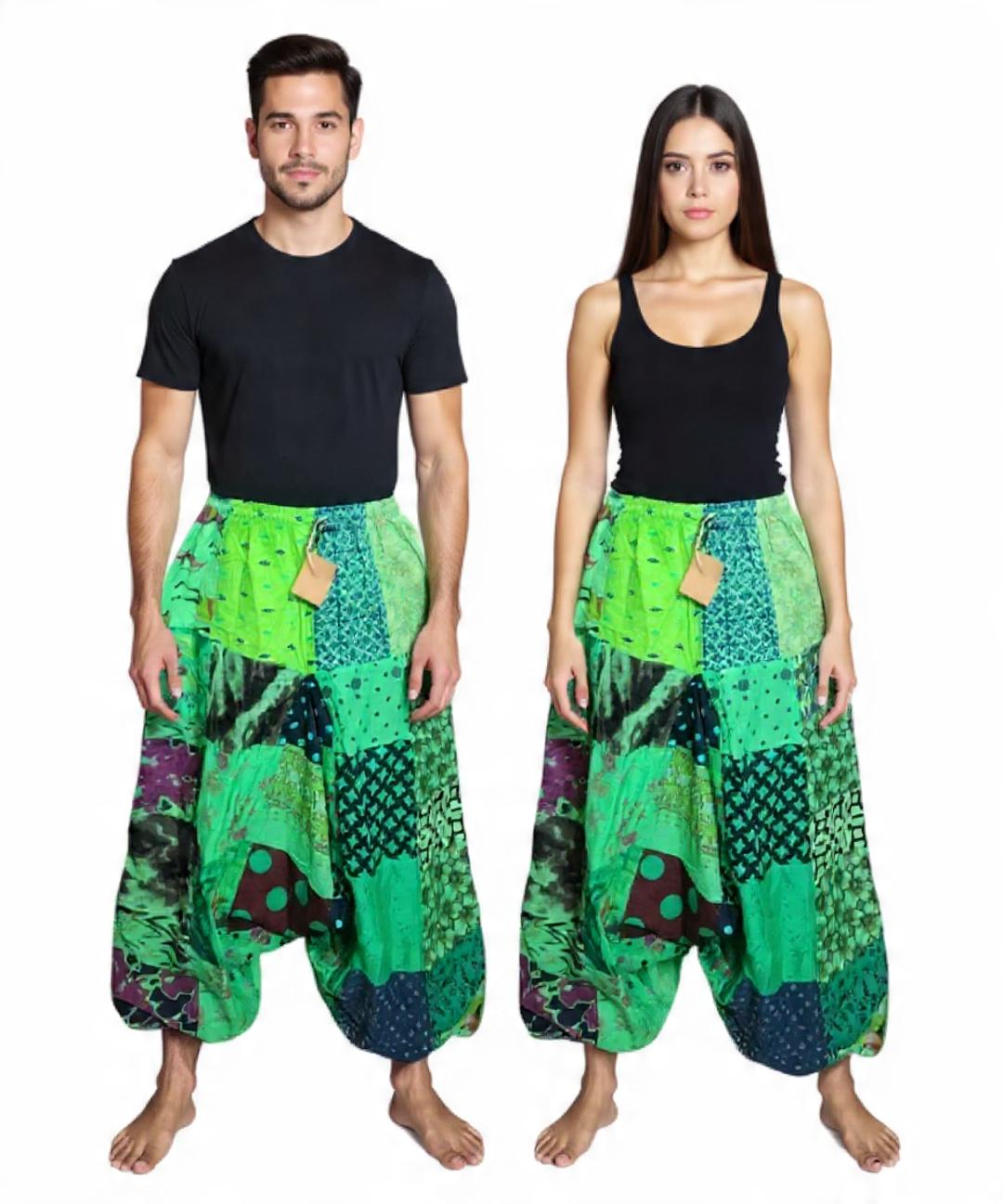 Boho Patchwork Harem Pants: Unisex Cotton Yoga Trousers