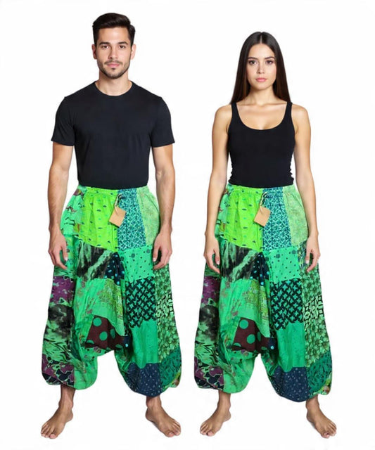 Boho Patchwork Harem Pants: Unisex Cotton Yoga Trousers