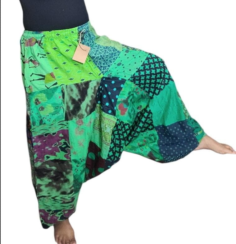 Boho Patchwork Harem Pants: Unisex Cotton Yoga Trousers