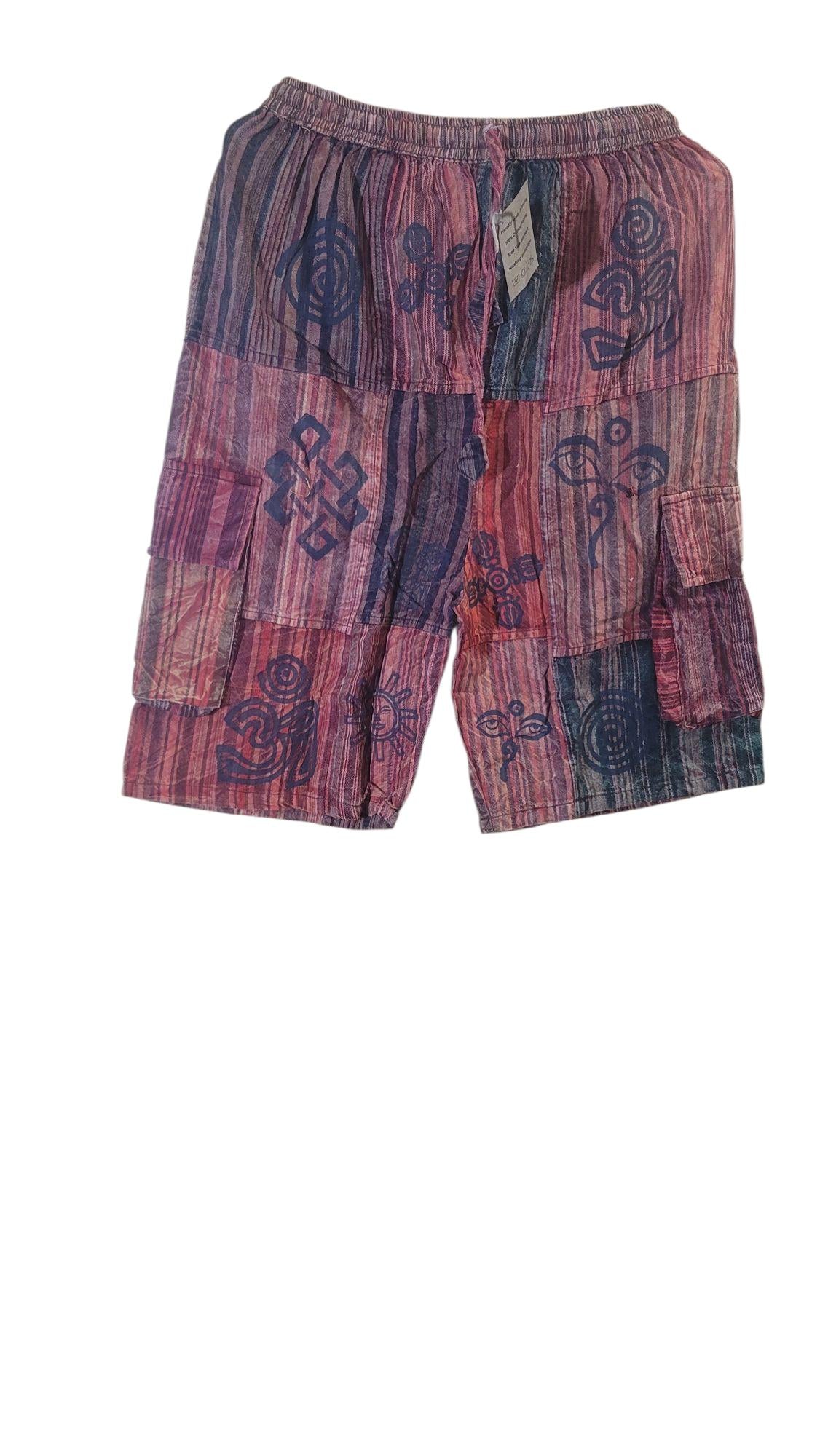 Patchwork Cotton Men's Boho Hippie Shorts: Free Size