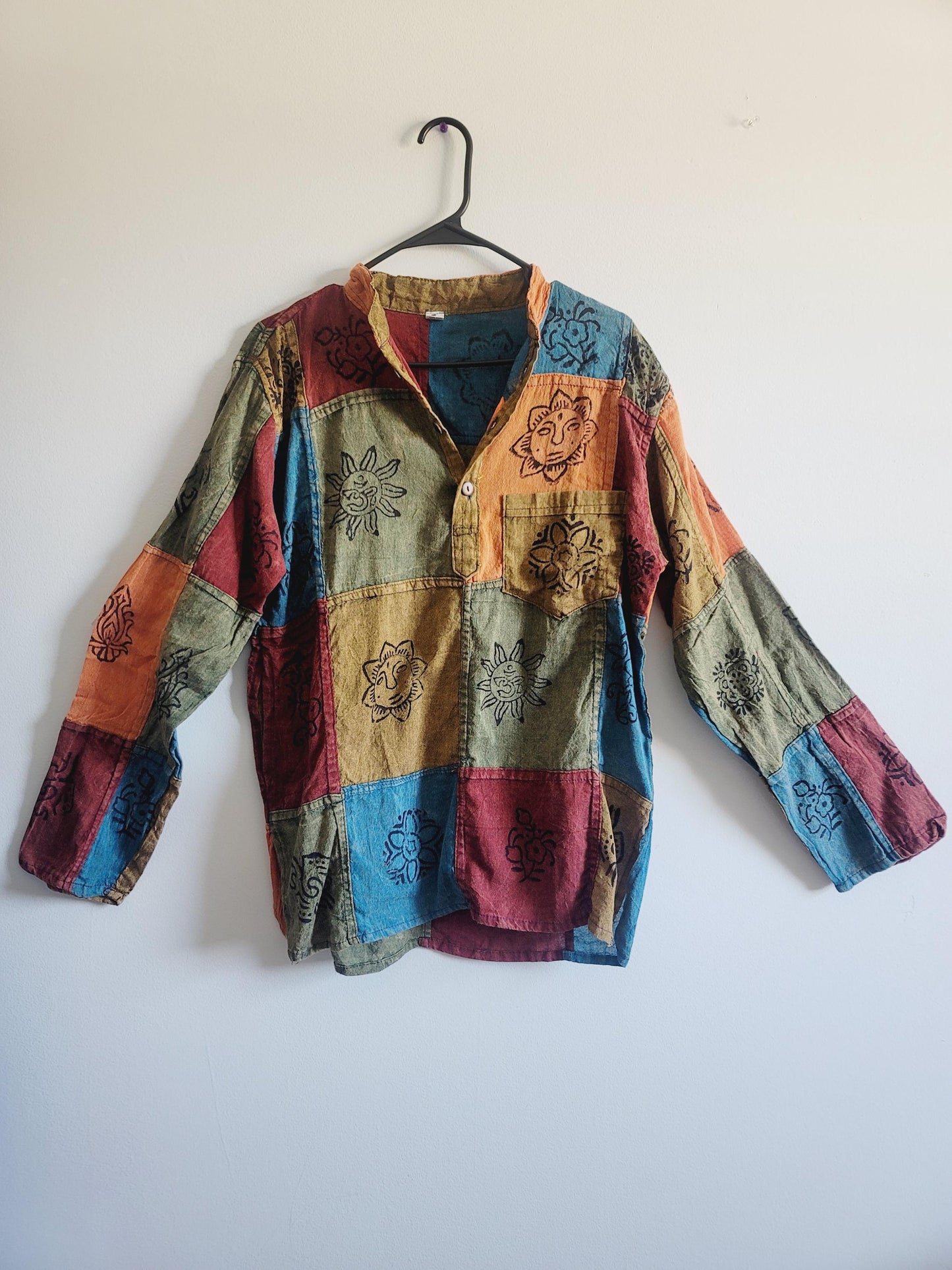 Handcrafted Patchwork Cotton Kurta Shirt: Boho Hippie Style