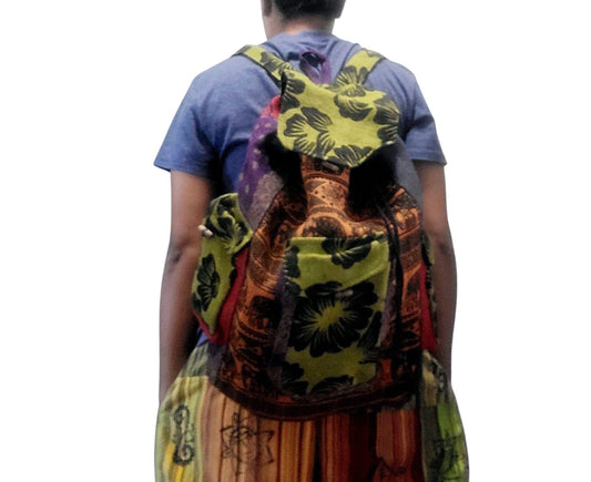 Boho Hippie Tibetan Jute Backpacks, Handmade Bag, Artisan Backpacks, Bohemian
