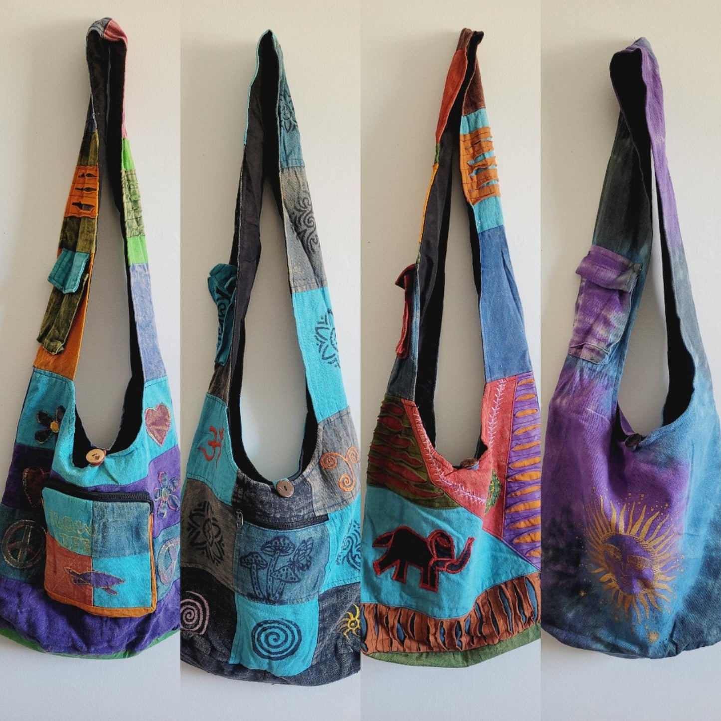 Handmade Patchwork Cotton Crossbody Bag: Boho Hippie Style