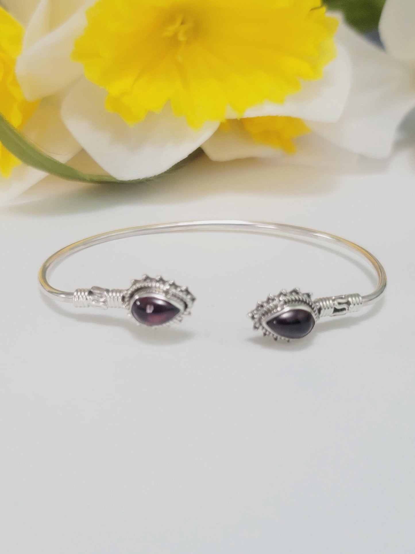 Genuine 925 Sterling Silver Gemstones Coral Side Handmade Adjustable Cuff Bangle