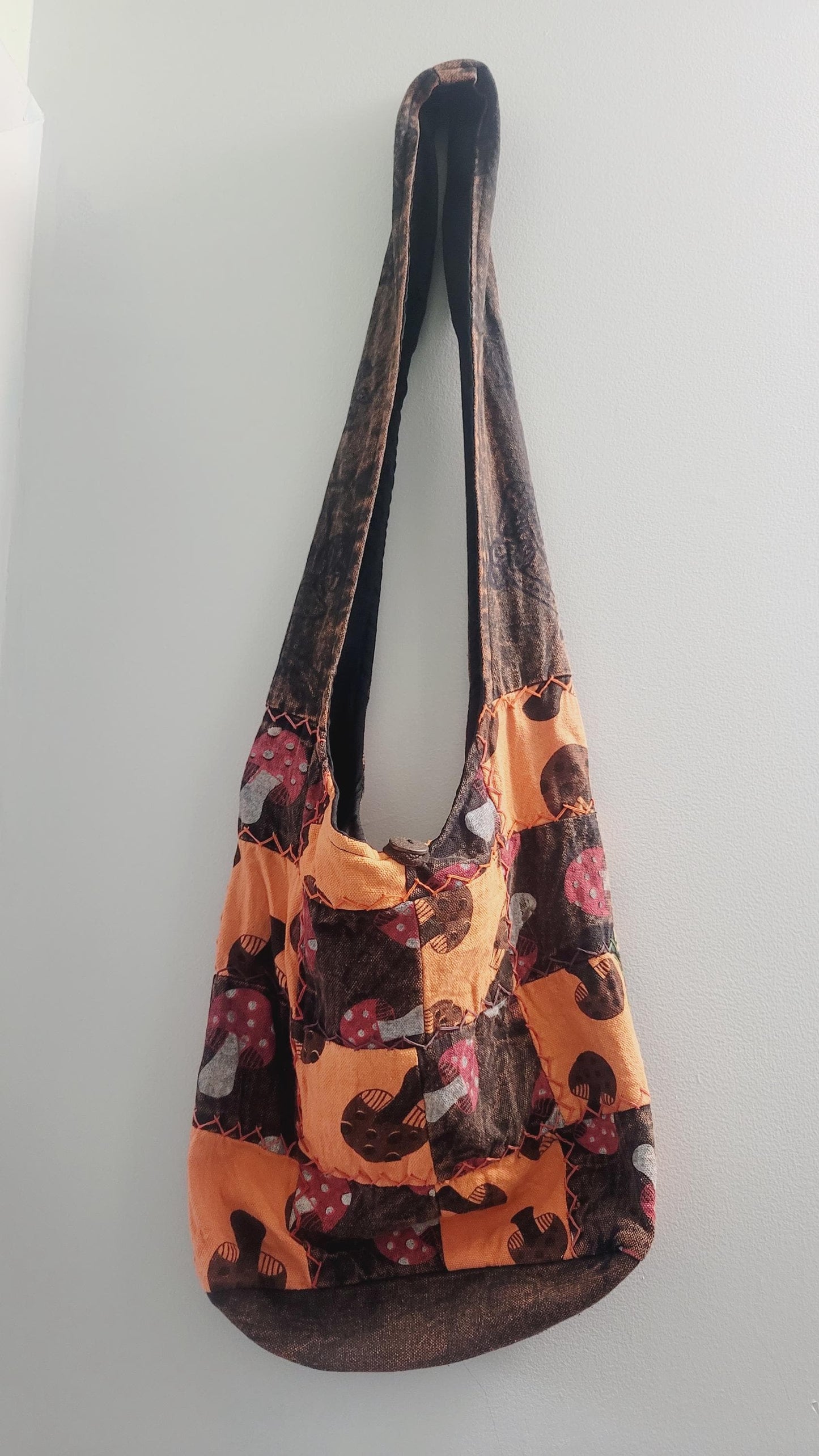 Handmade Patchwork Cotton Crossbody Bag: Boho Hippie Style