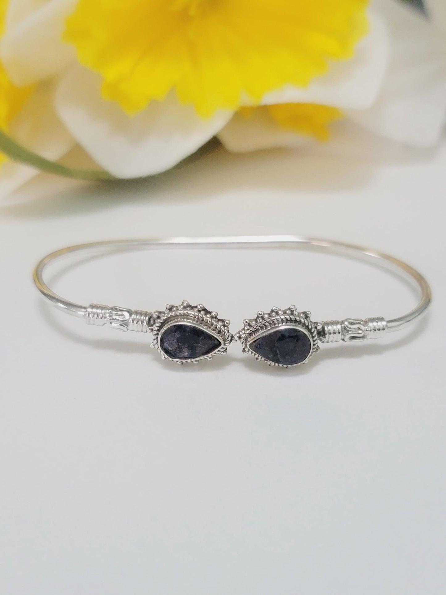 Genuine 925 Sterling Silver Gemstones Coral Side Handmade Adjustable Cuff Bangle