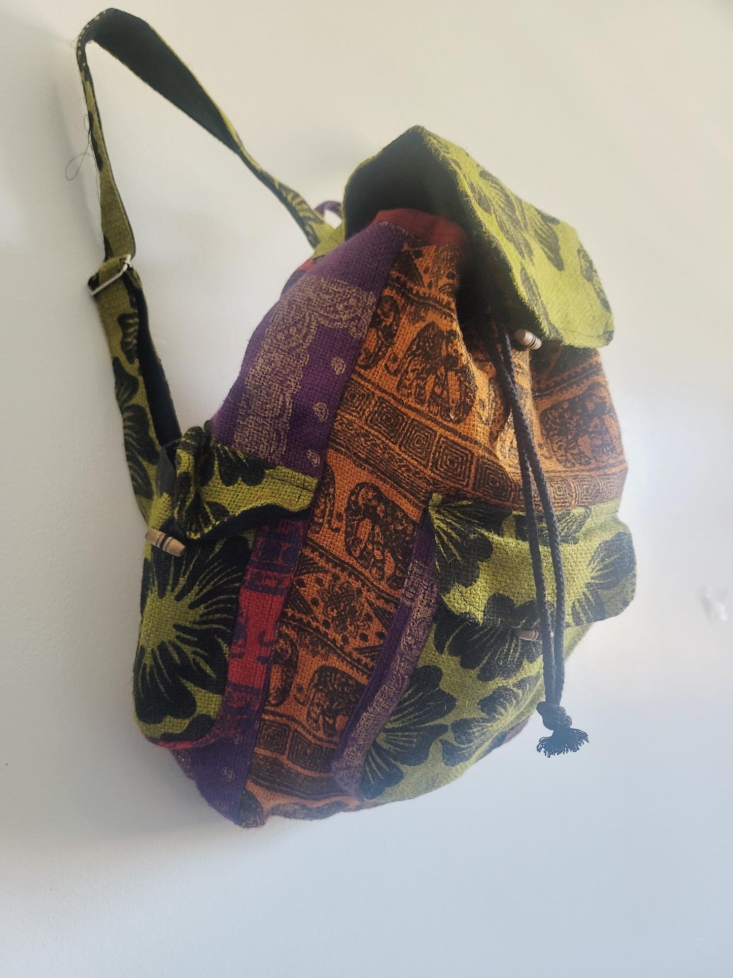 Boho Hippie Tibetan Jute Backpacks, Handmade Bag, Artisan Backpacks, Bohemian