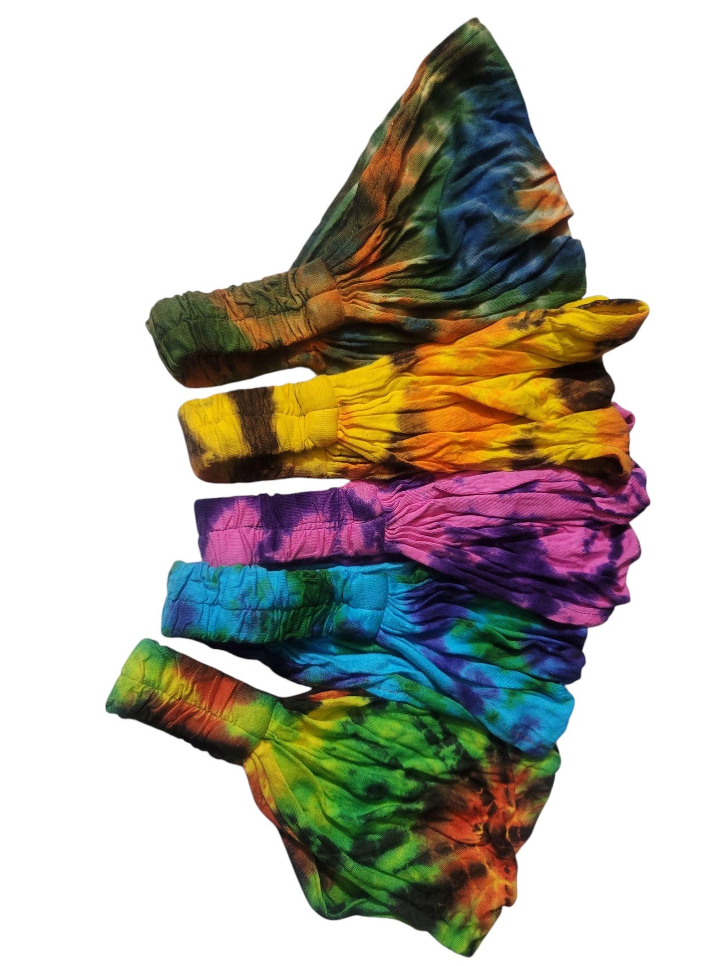Handcrafted Tie Dye Cotton Headband: Vibrant Rainbow Boho Hippie Accessory