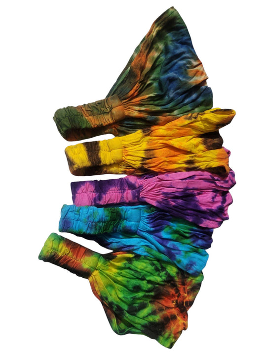 Handcrafted Tie Dye Cotton Headband: Vibrant Rainbow Boho Hippie Accessory