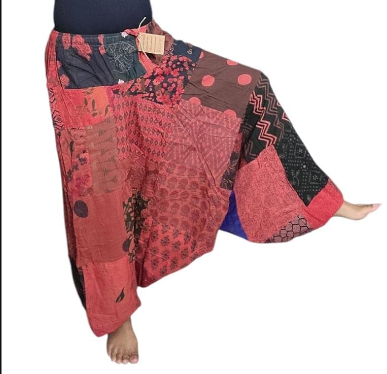 Boho Patchwork Harem Pants: Unisex Cotton Yoga Trousers