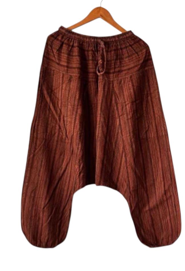 Boho Cotton Harem Pants: Handmade Stripe, Unisex Trouser