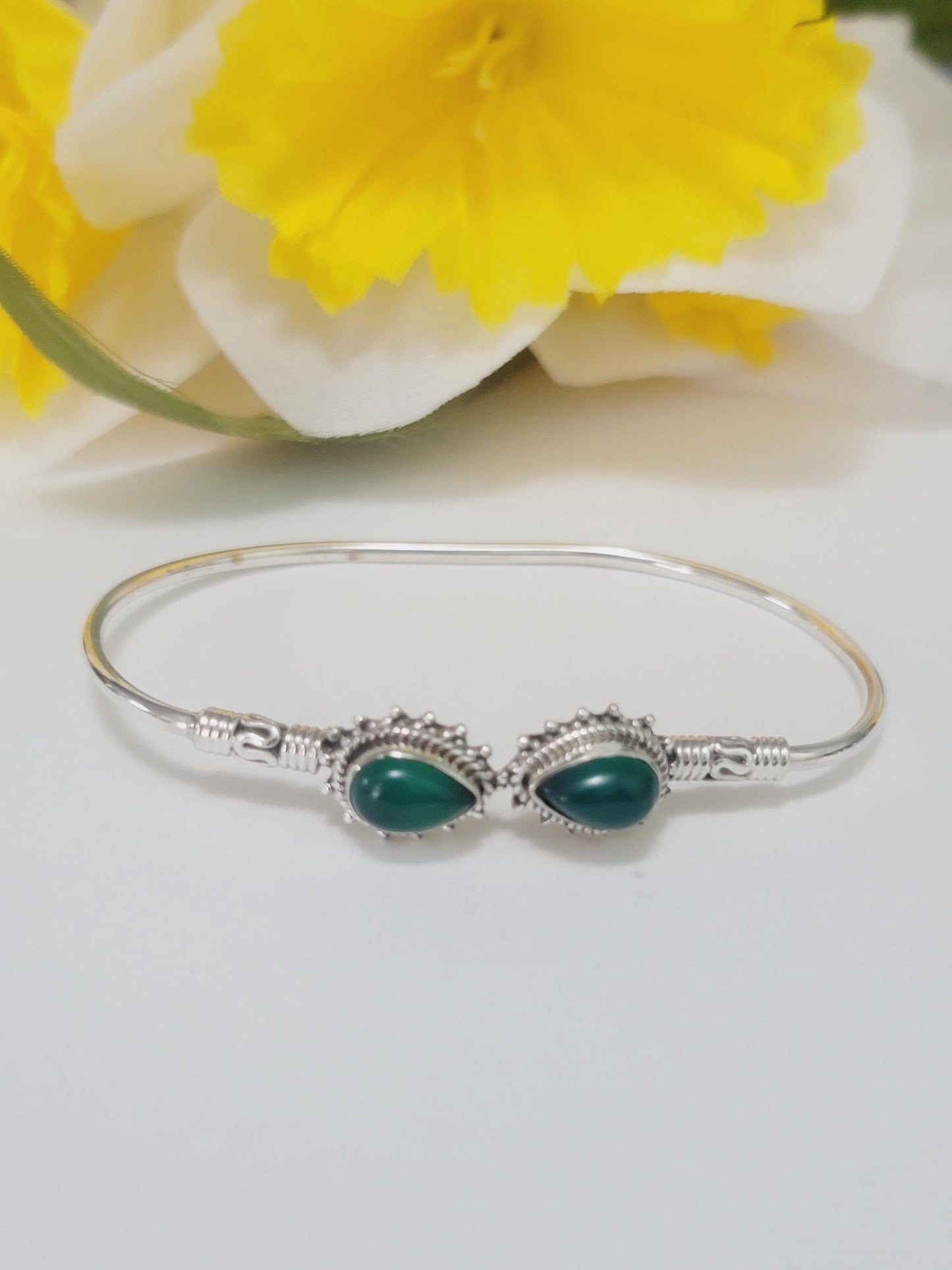 Genuine 925 Sterling Silver Gemstones Coral Side Handmade Adjustable Cuff Bangle