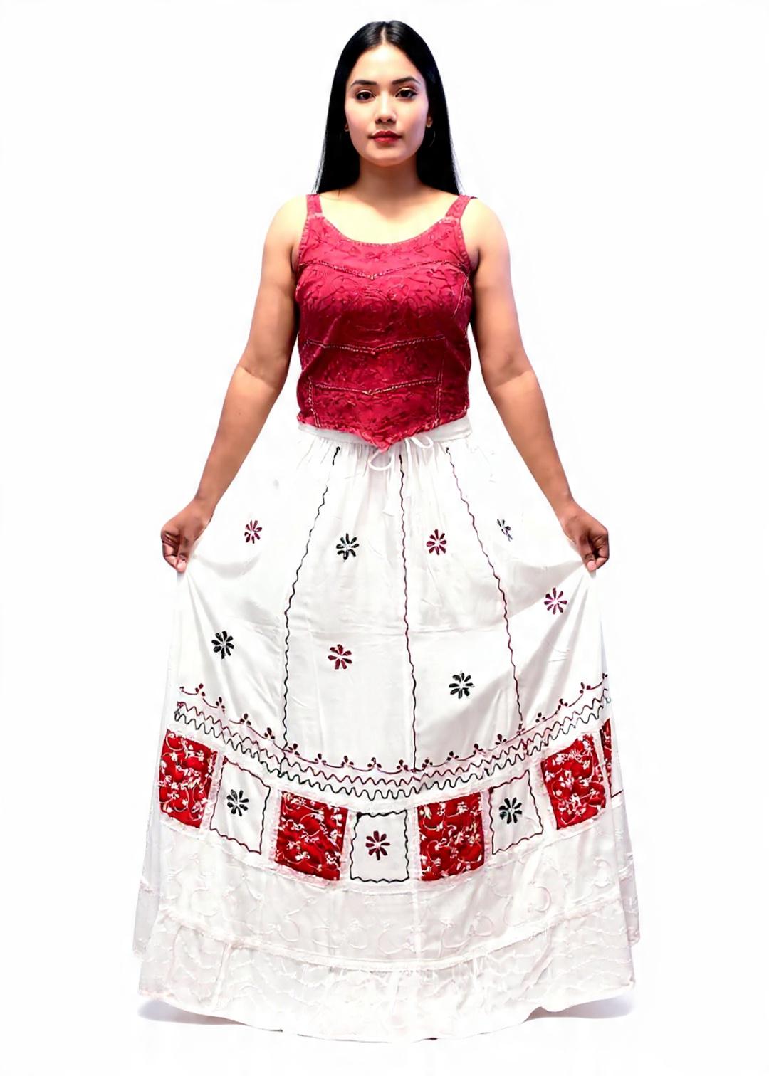 Boho Hippie Embroidery Viscose Skirt, Women, Hancrafted, Embroidered Bohemian