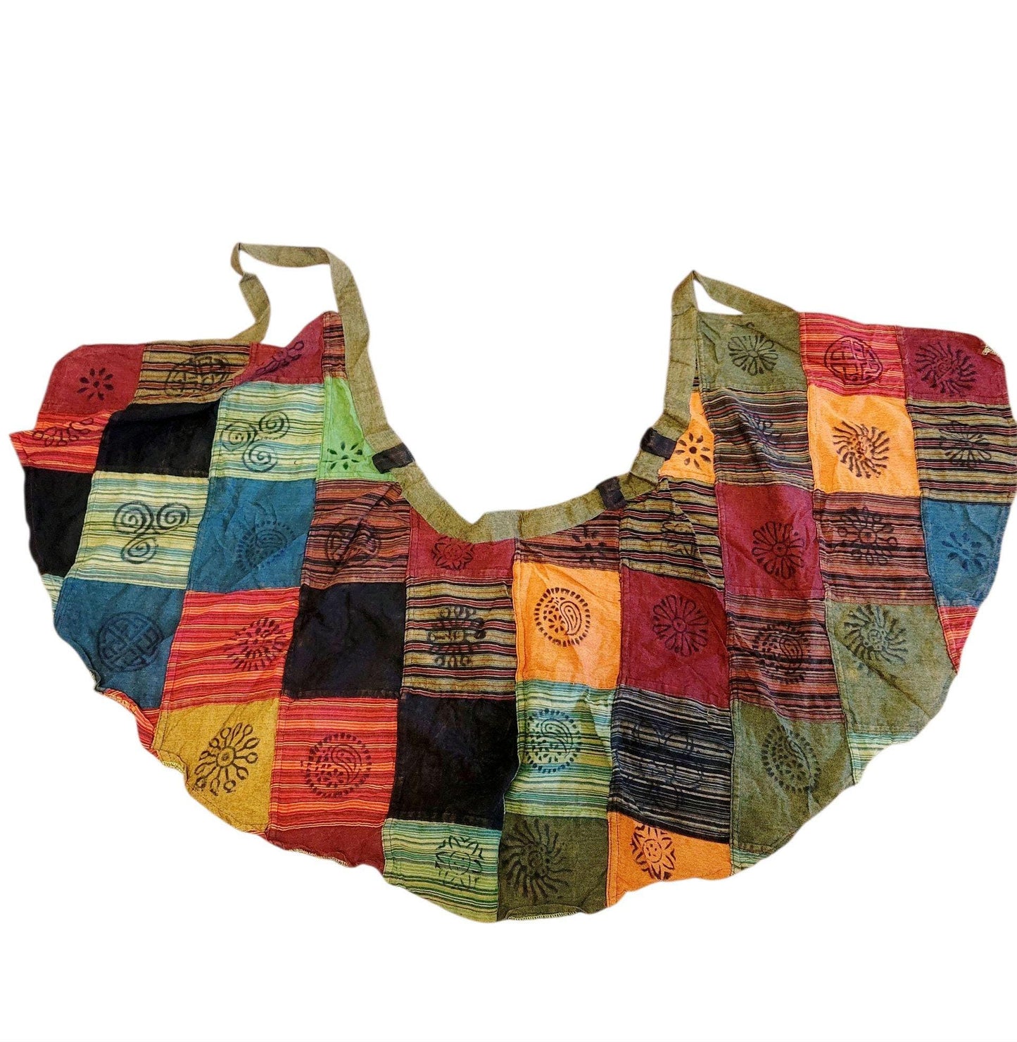 Handcrafted Cotton Patchwork Mini Wrap Skirt: Boho Hippie Style