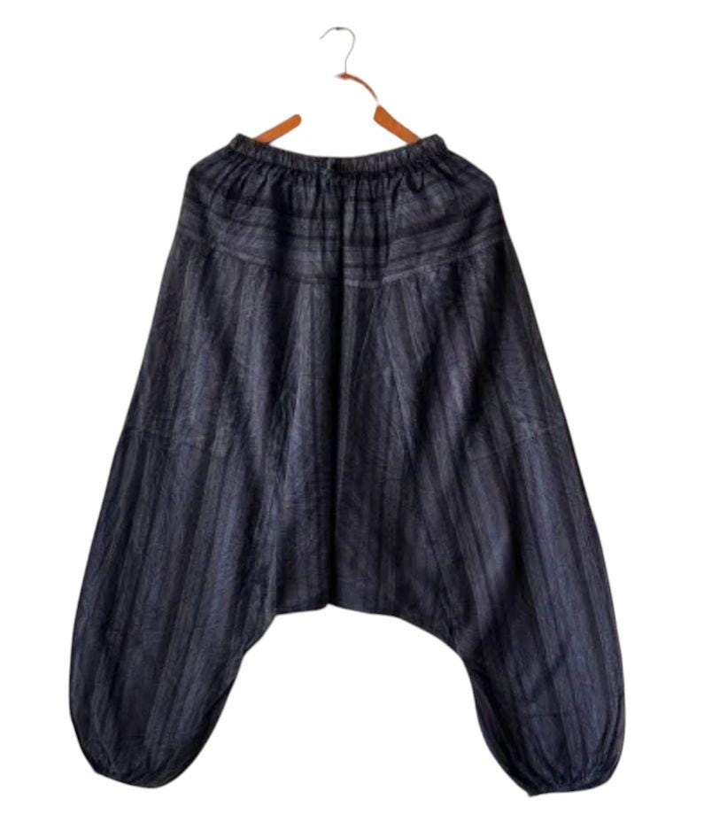 Boho Cotton Harem Pants: Handmade Stripe, Unisex Trouser
