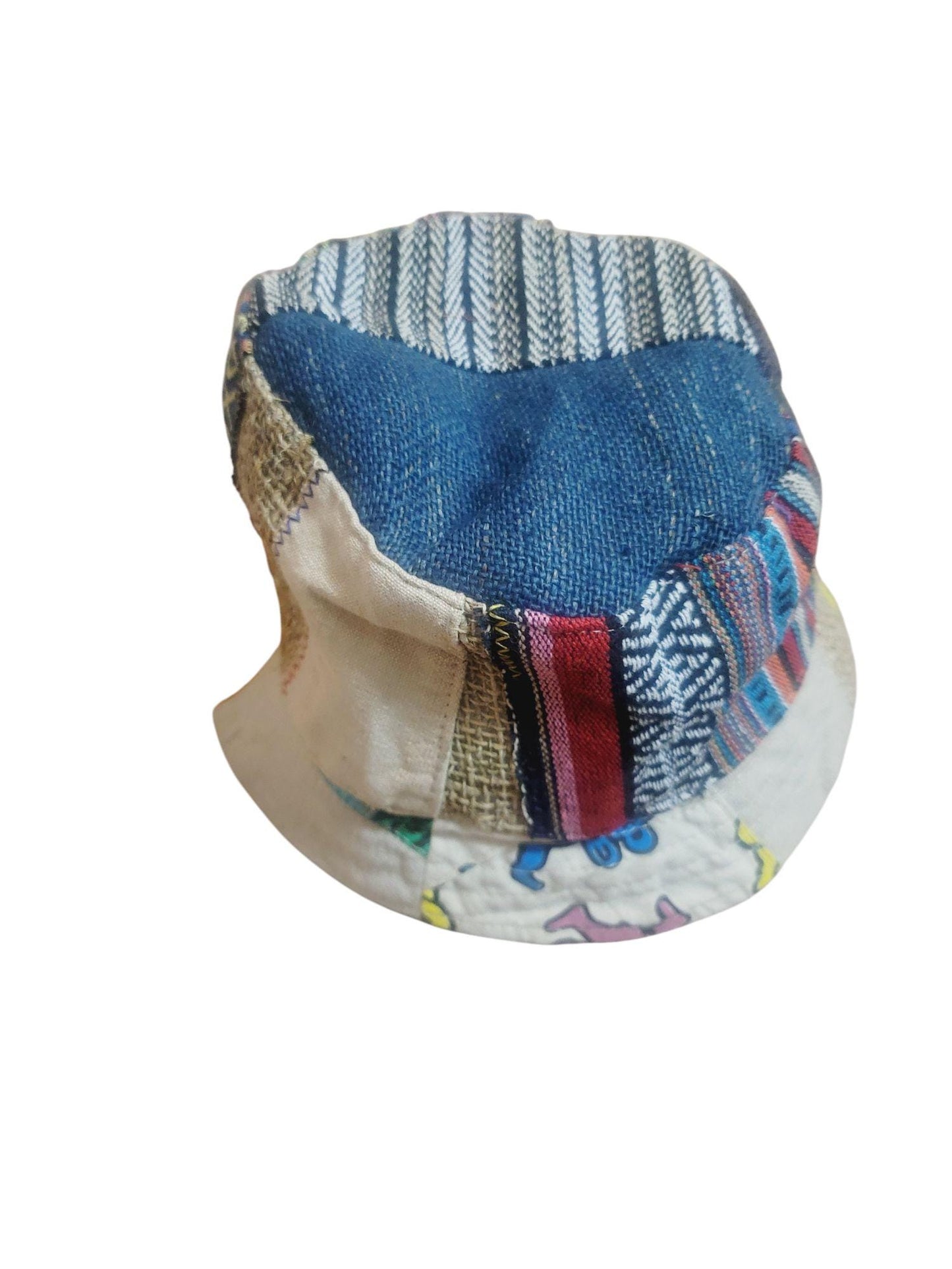 Handmade Hemp Patchwork Bucket Hat: Eco-Friendly Hippie Style