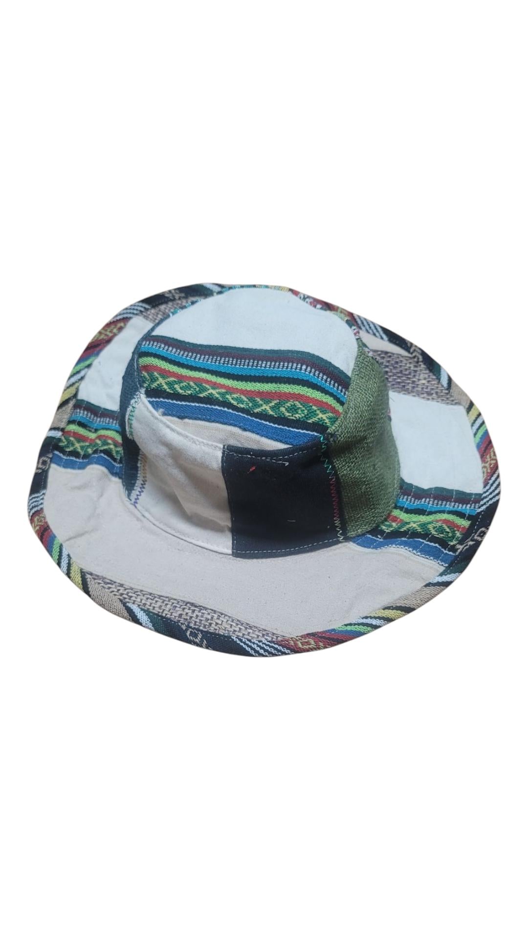 Handmade Hemp Patchwork Sun Hat: Unisex Hippie Style