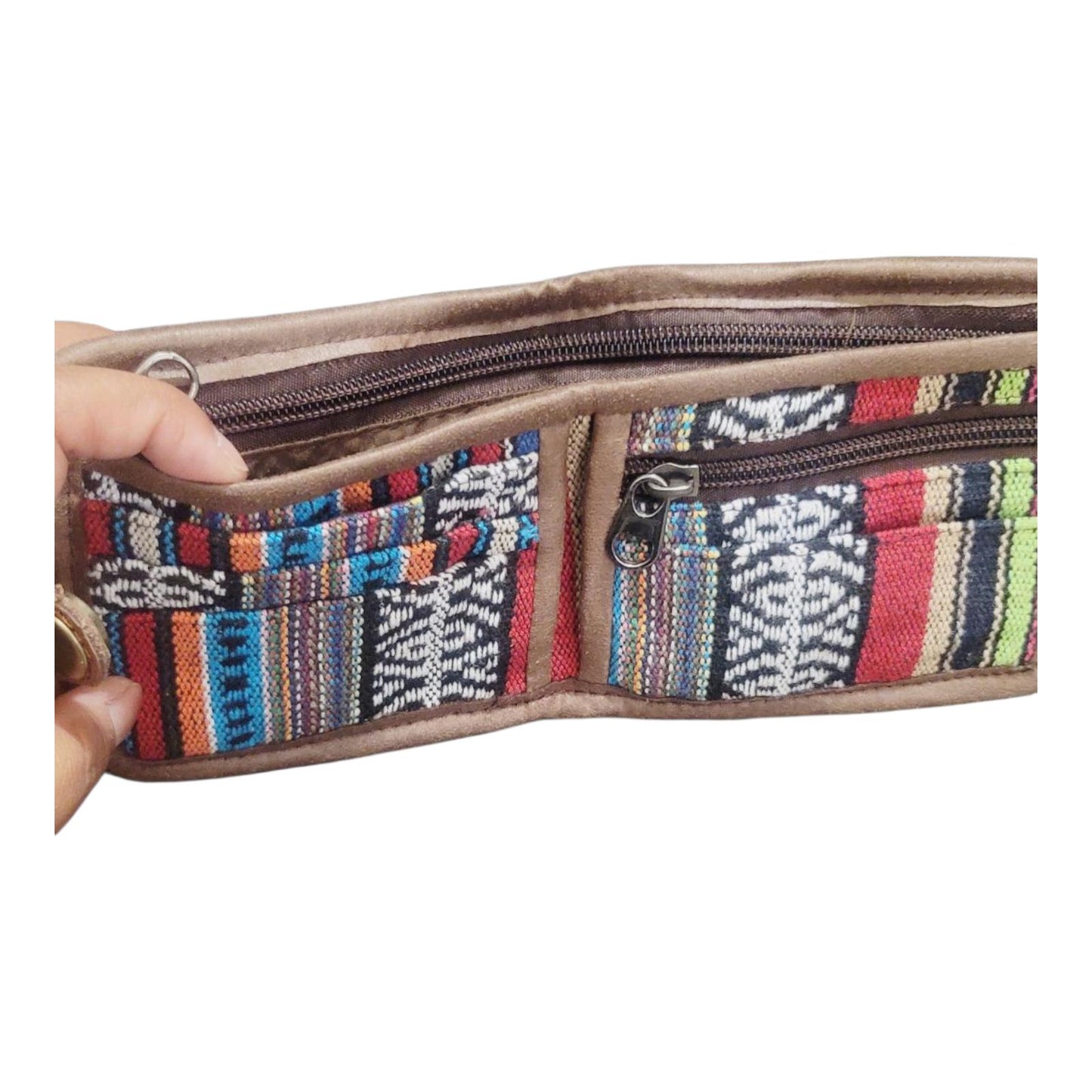 Handcraft Boho Gheri Cotton and Leather Wallets,  Bohemian Style, Handmade In Nepal, Purse