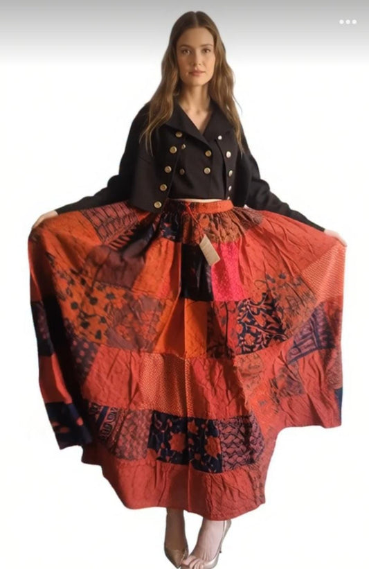 Boho Hippie Patchwork Cotton Free Size Skirts