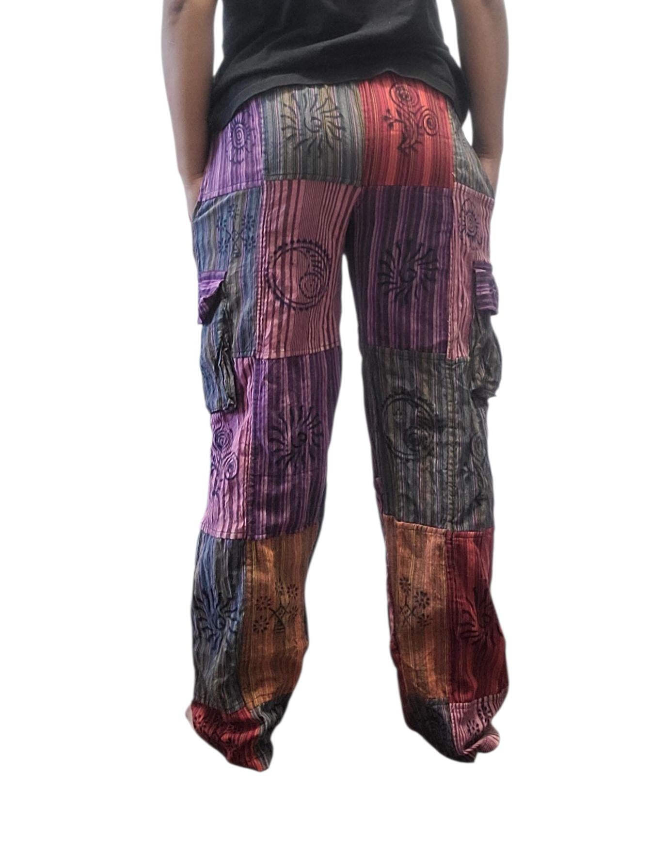 Handcrafted Cotton Patchwork Pants: Unisex Boho Hippie Trousers