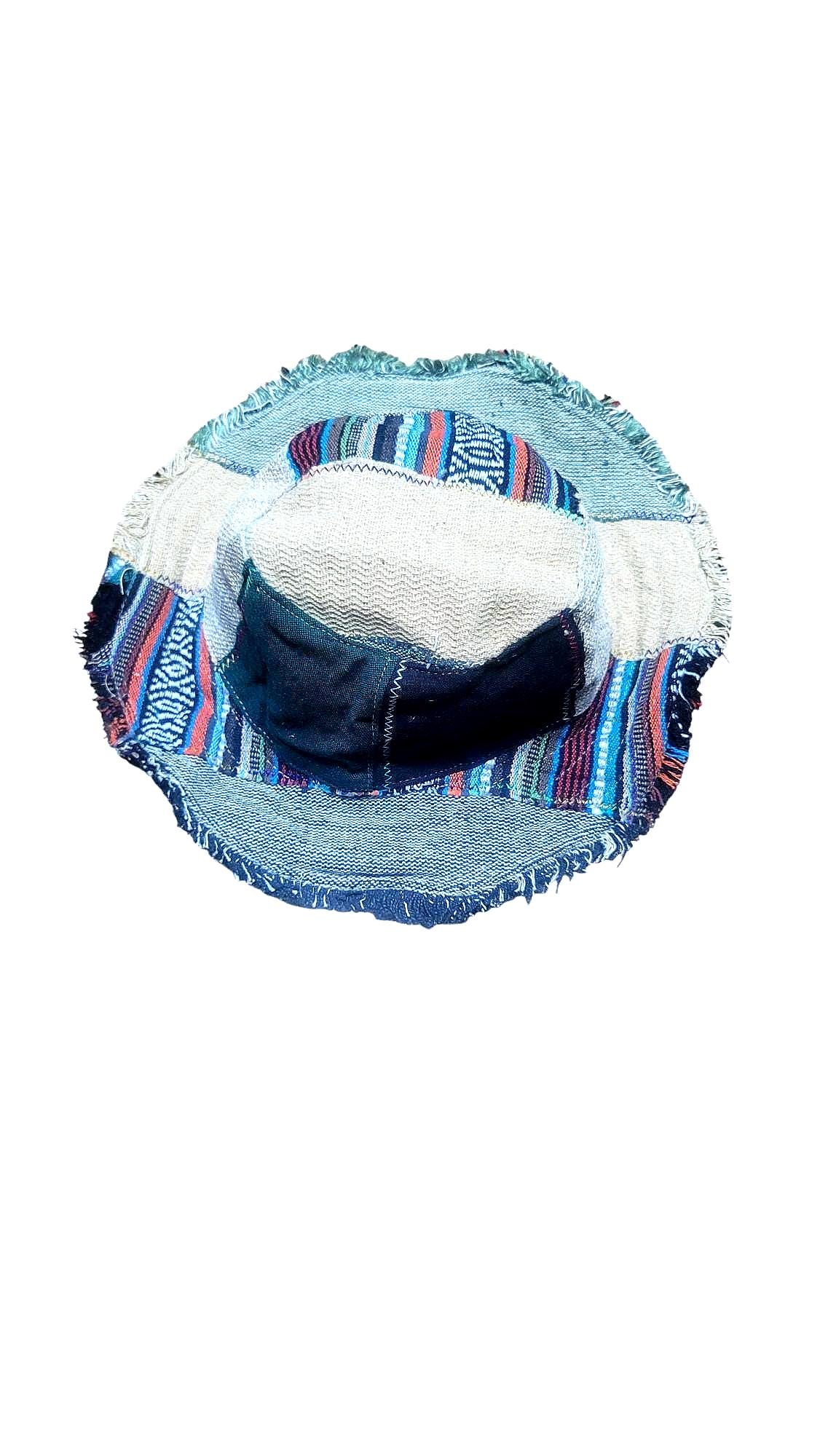 Handmade Hemp Patchwork Sun Hat: Unisex Hippie Style