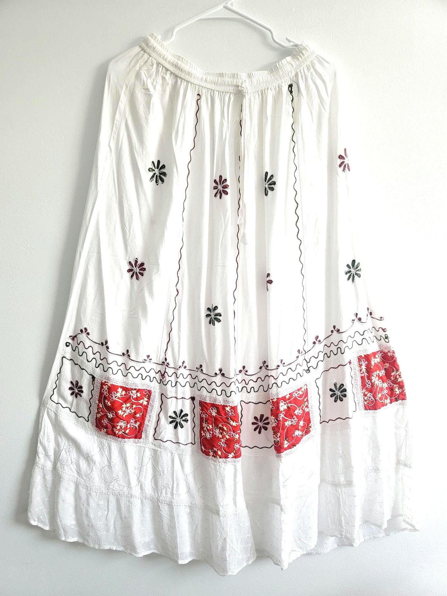 Boho Hippie Embroidery Viscose Skirt, Women, Hancrafted, Embroidered Bohemian
