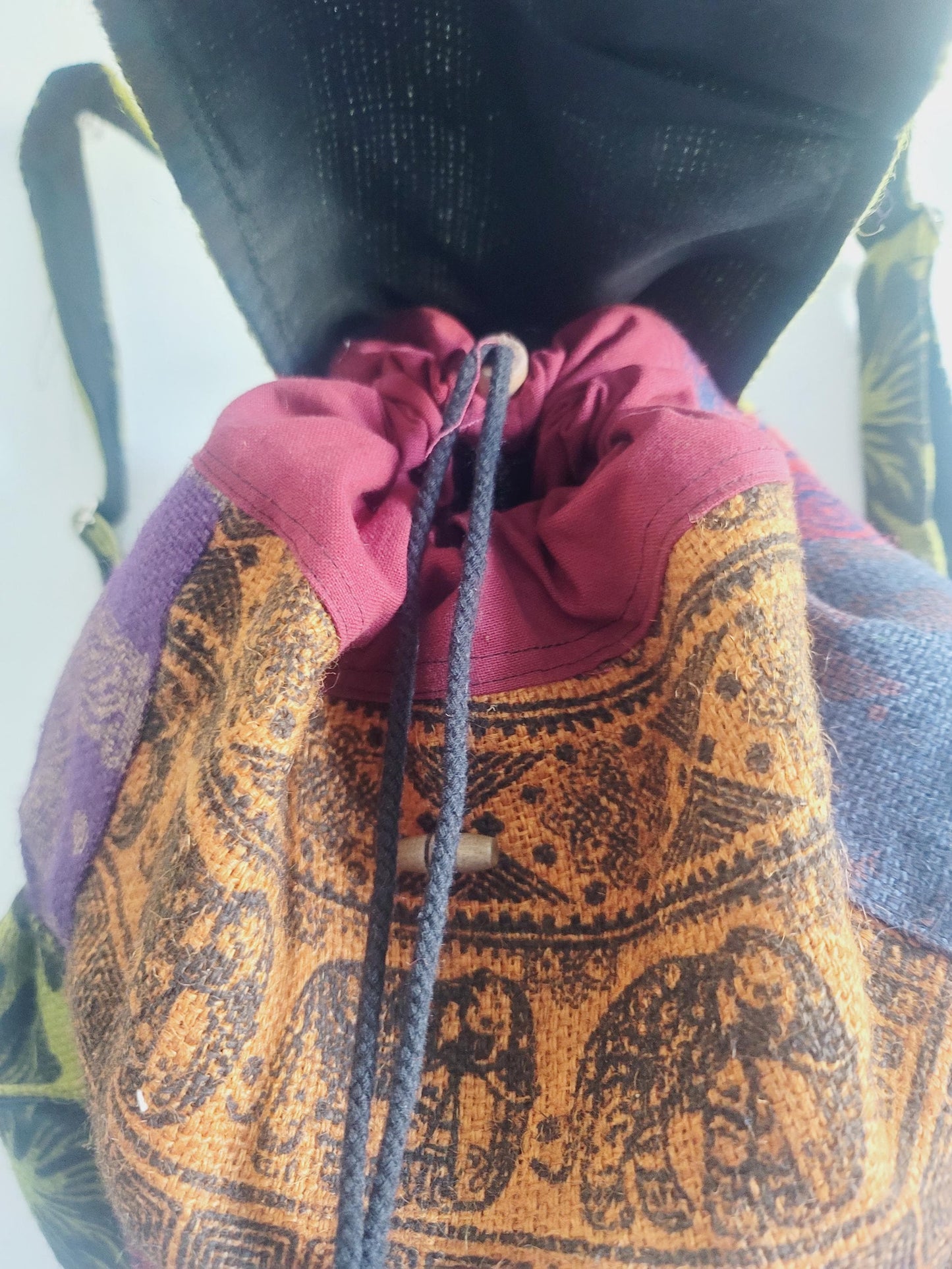 Boho Hippie Tibetan Jute Backpacks, Handmade Bag, Artisan Backpacks, Bohemian