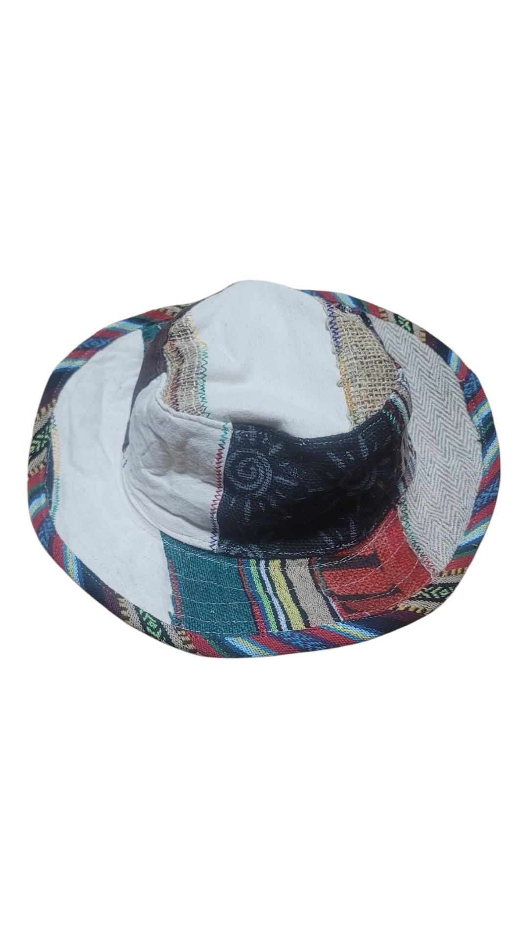 Handmade Hemp Patchwork Sun Hat: Unisex Hippie Style