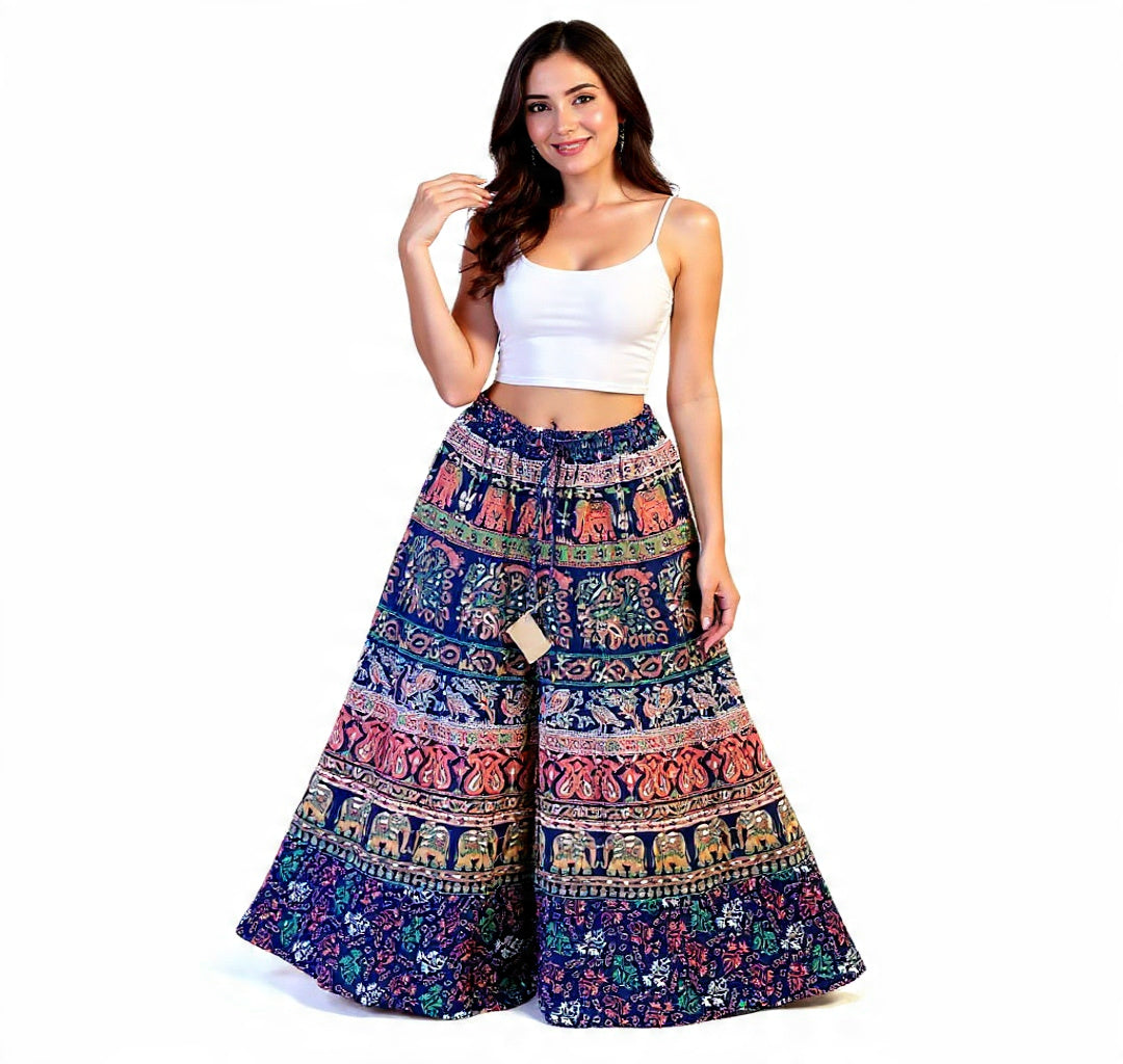 Boho/Hippie Handmade Cotton Palazzo, Wide Leg Free Size