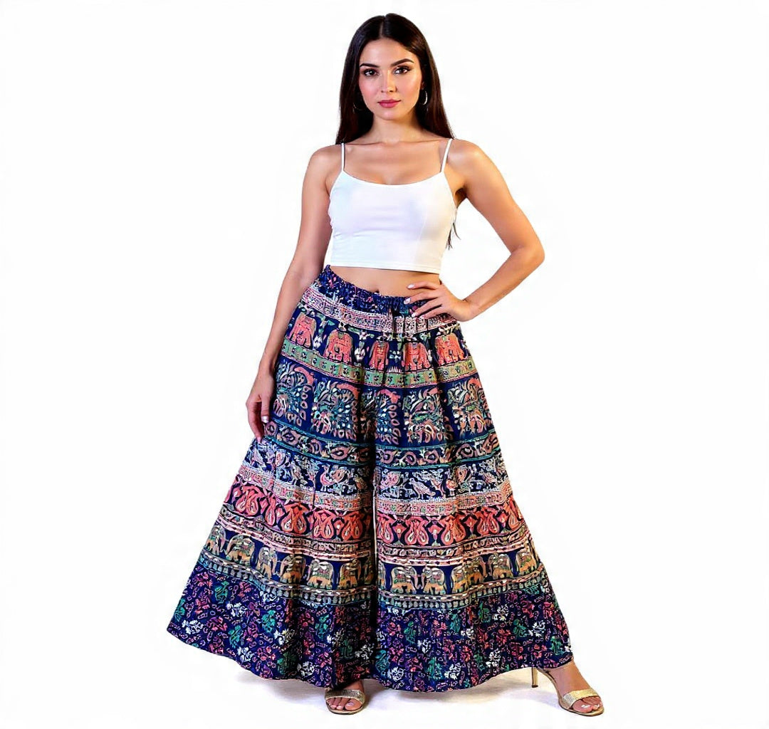 Boho/Hippie Handmade Cotton Palazzo, Wide Leg Free Size