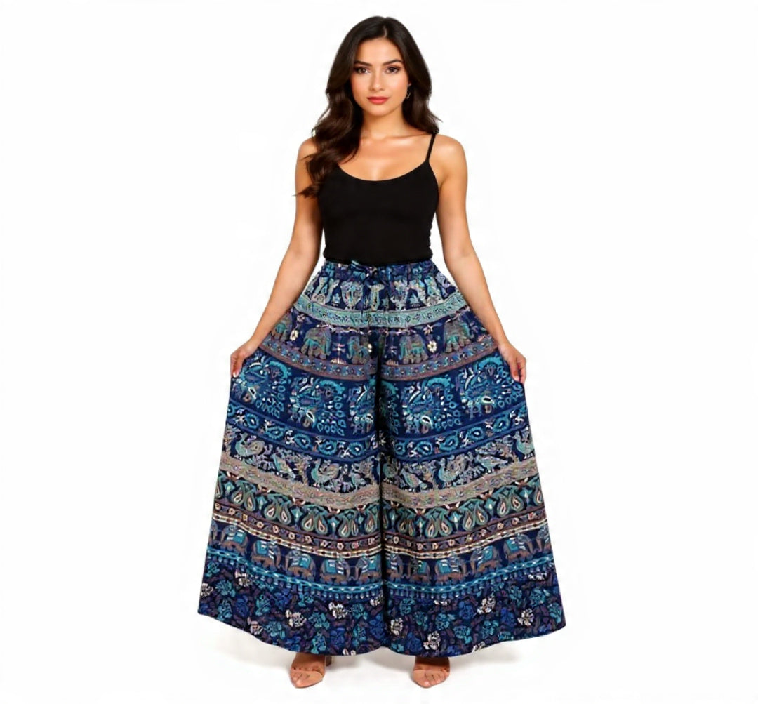 Boho/Hippie Handmade Cotton Palazzo, Wide Leg Free Size