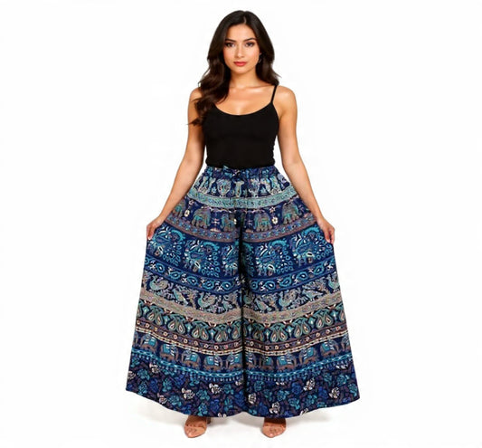 Boho/Hippie Handmade Cotton Palazzo, Wide Leg Free Size