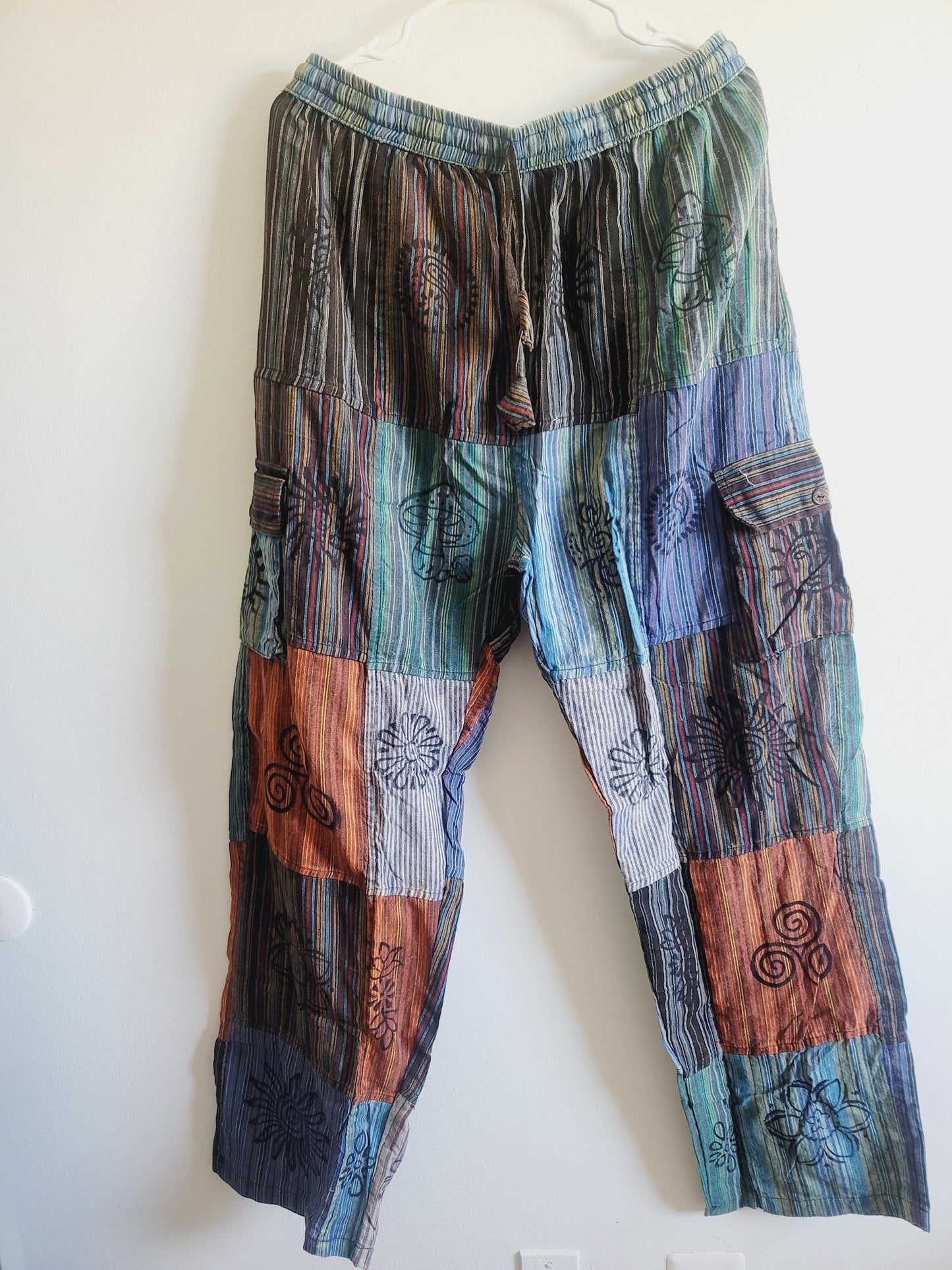 Handcrafted Cotton Patchwork Pants: Unisex Boho Hippie Trousers