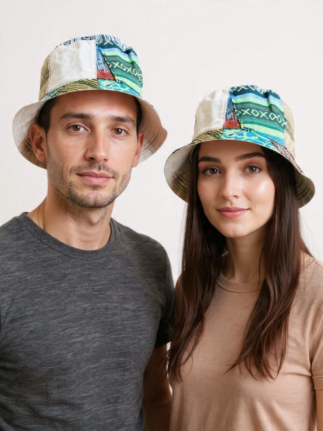 Handmade Hemp Patchwork Bucket Hat: Eco-Friendly Hippie Style