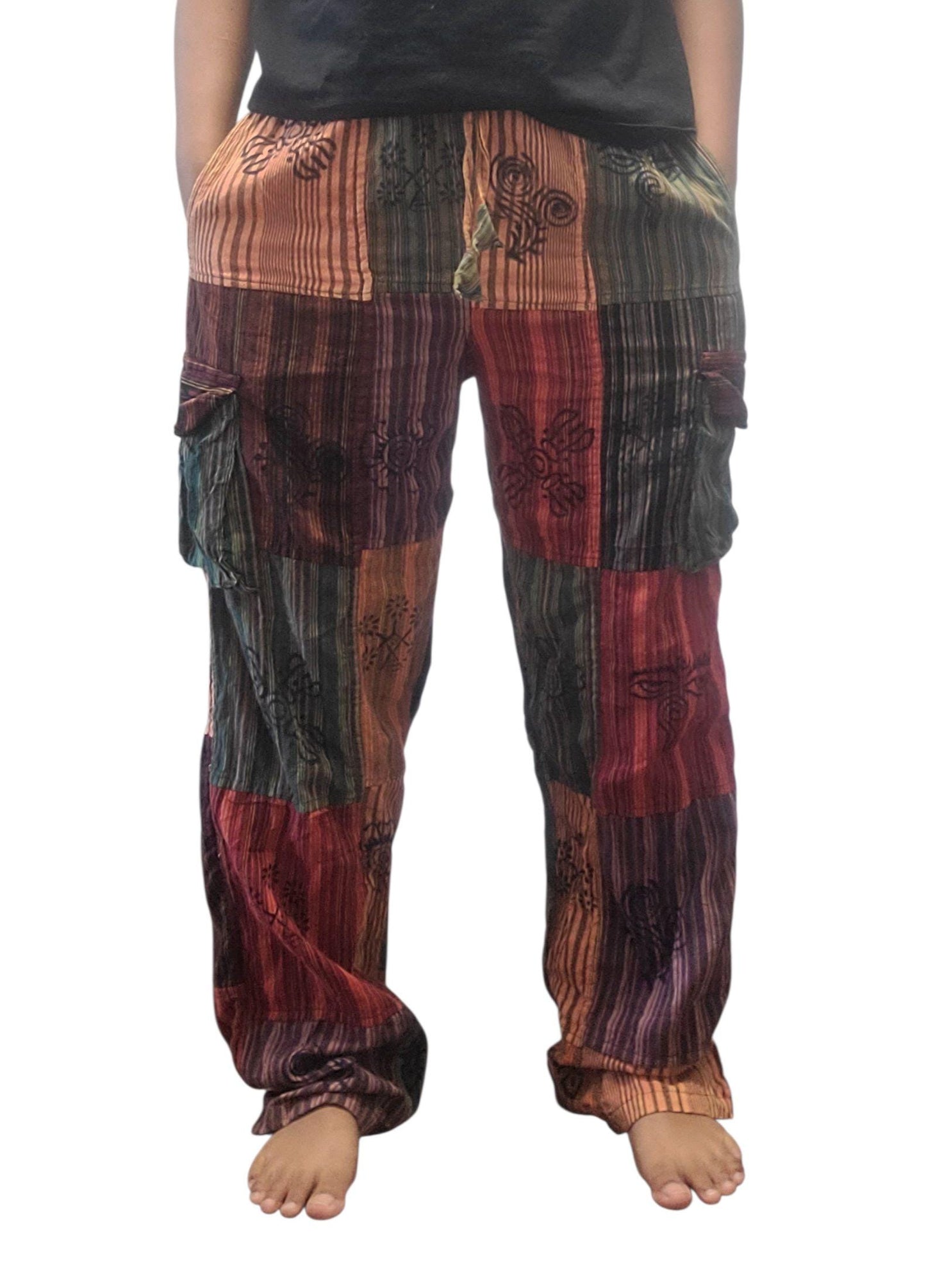 Handcrafted Cotton Patchwork Pants: Unisex Boho Hippie Trousers