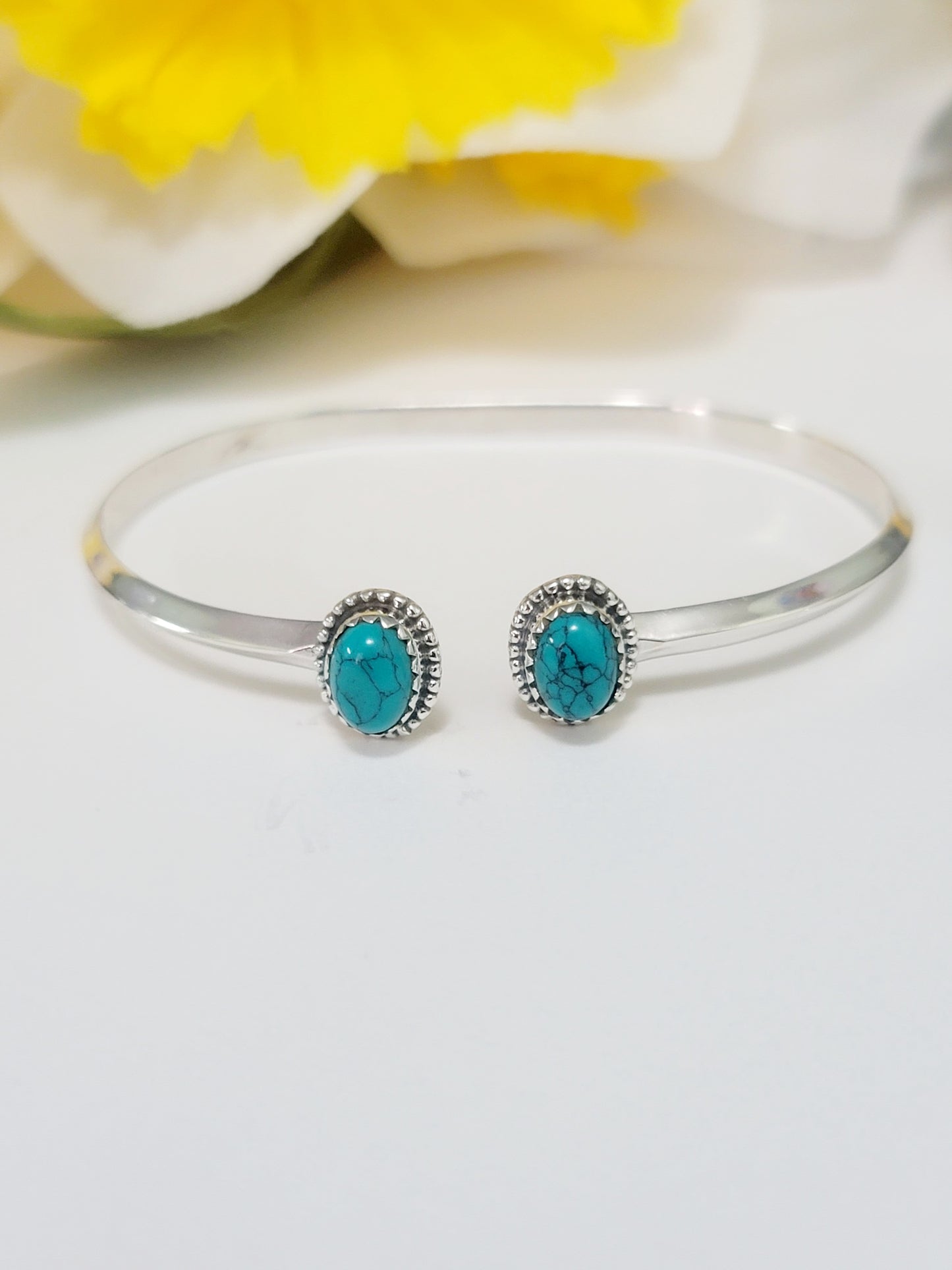 Genuine 925 Sterling Silver Gemstones  Handmade Adjustable Cuff Bangle