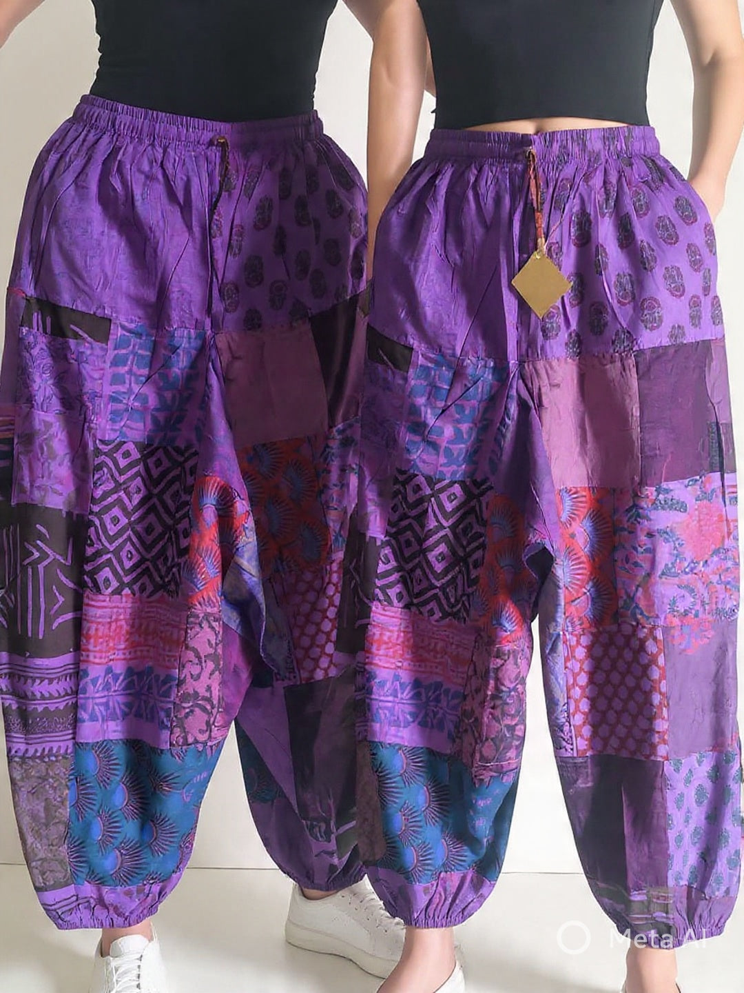 Boho Patchwork Harem Pants: Unisex Cotton Yoga Trousers