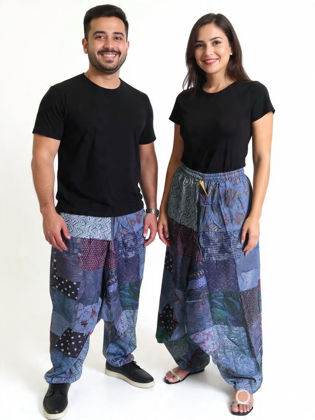 Boho Patchwork Harem Pants: Unisex Cotton Yoga Trousers