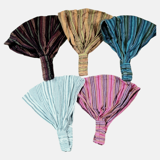 Boho Stripe Cotton Headband: Handcrafted Boho Hippie Style